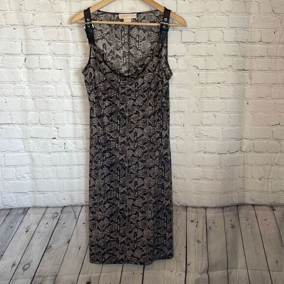 Michael Kors Women’s Snake Print Buckle Straps Dress Size Medium - Picture 1 of 6